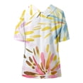 thumbnail image 5 of TSADFHJI Hauts Femmes Hiver Noël Mode Rétro Coloré Ample Décontracté Col Rabattu T-Shirt Manches Courtes TG Bleu, 5 of 5