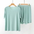 thumbnail image 4 of Migroa Mens Matching Pajama Set 2 Piece Short Sleeve Shirt Lounge Pants Soft Breathable Sleepwear Perfect Matching Loungewear for Summer Nights Green Xl, 4 of 6