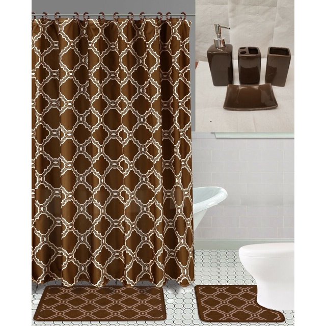 Cortina de ducha de poliéster Samimport-2011, color marrón, 183 x 183 cm, 19 unidades