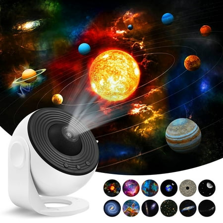 

hongheyi 1 Set Night Light Projector Universe Night Sky Party Quiet Bedroom Light with 12 Film Discs