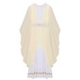 thumbnail image 7 of TiaoBug Womens Roman Antique Long Dress Metallic Patchwork Greek Ancient Toga Chiffon Robe Champagne XXL, 7 of 7