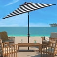 thumbnail image 2 of SAFAVIEH Outdoor Collection Iris Fashion Line 11-Foot Round Umbrella Navy/White, 2 of 6