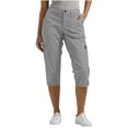 thumbnail image 5 of ClodeEU Women's Elastic Waist Capri Pants, Casual Cropped Trousers with Pockets for Summer and Everyday Wear Gray,Women's Plus XL, 5 of 8