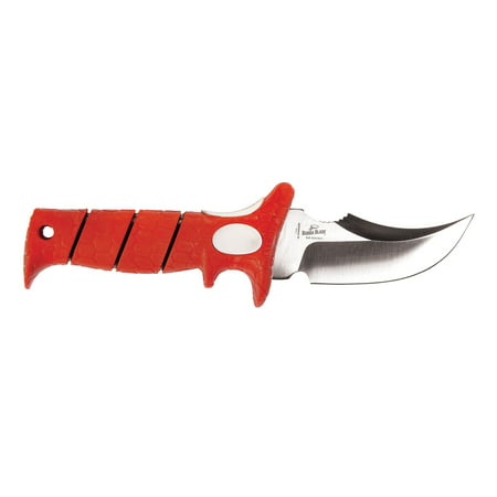Bubba Blade 4 Inch Rhino AKA Stubby Compact Knife with Non-Slip Grip Handle, Full Tang High Carbon Stainless Steel Blade, Lanyard Hole and Synthetic Sheath for Gutting, Skinning and