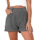 thumbnail image 1 of Pantalones cortos para mujer, cintura media, color puro, suaves, transpirables, sueltos, pantalones cortos para citas y trabajo, 1 of 5