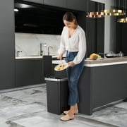 Better Homes & Gardens Slim Kitchen Trash Can, 10.5 Gallon Plastic Step Garbage Bin with Soft Close Lid, Black