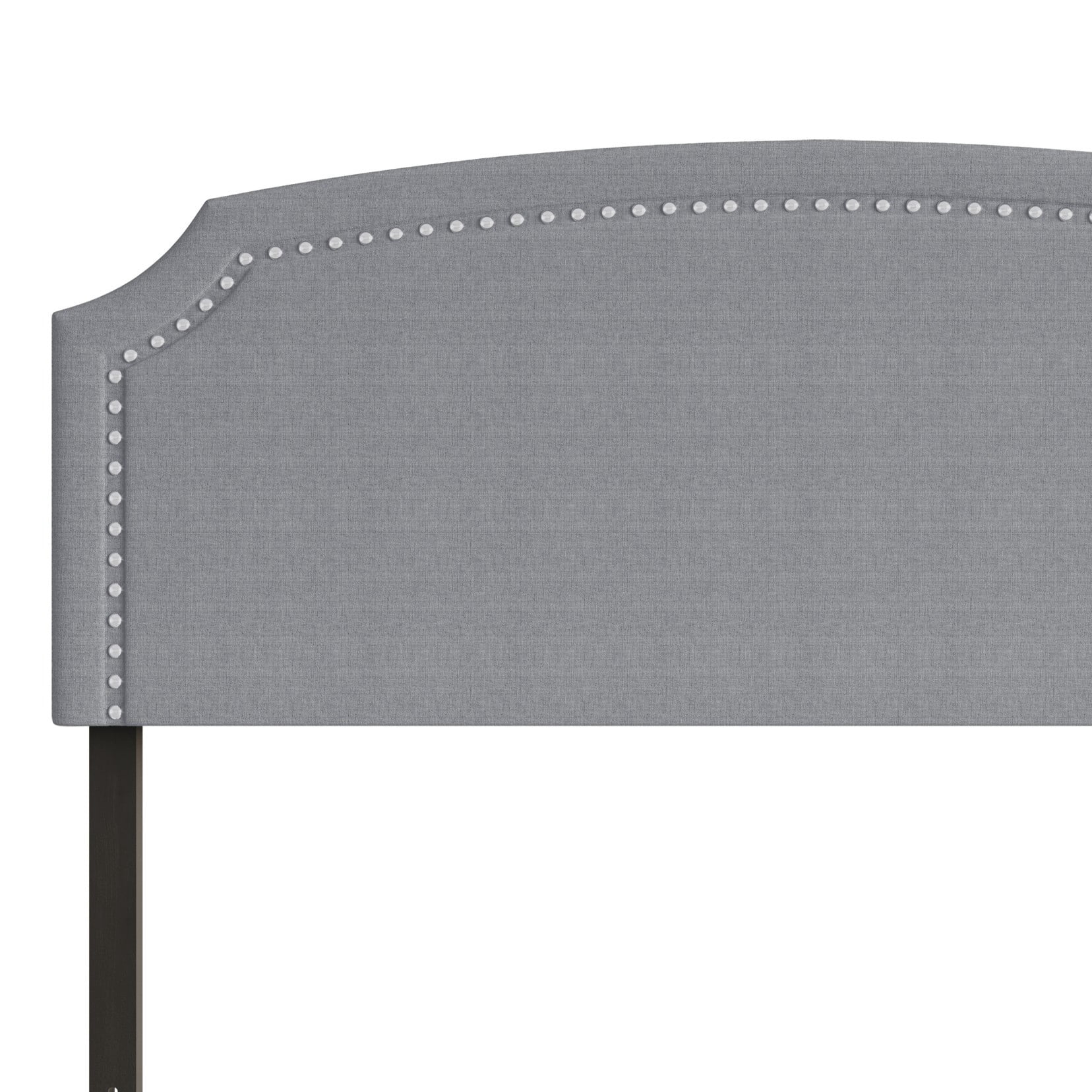 Home Design Cora Upholstered King Headboard with Nailhead Trim and Adjustable Height, Gray, Easy assembly