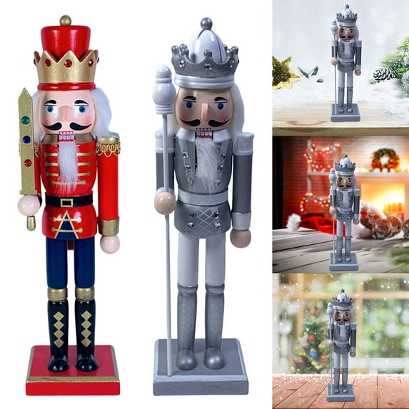 2pcs Christmas Ornament Nutcracker Soldier Figurine Scene Layout Accessories Party Favors Collectible Traditional Statue for Themed Party Desktop Style I