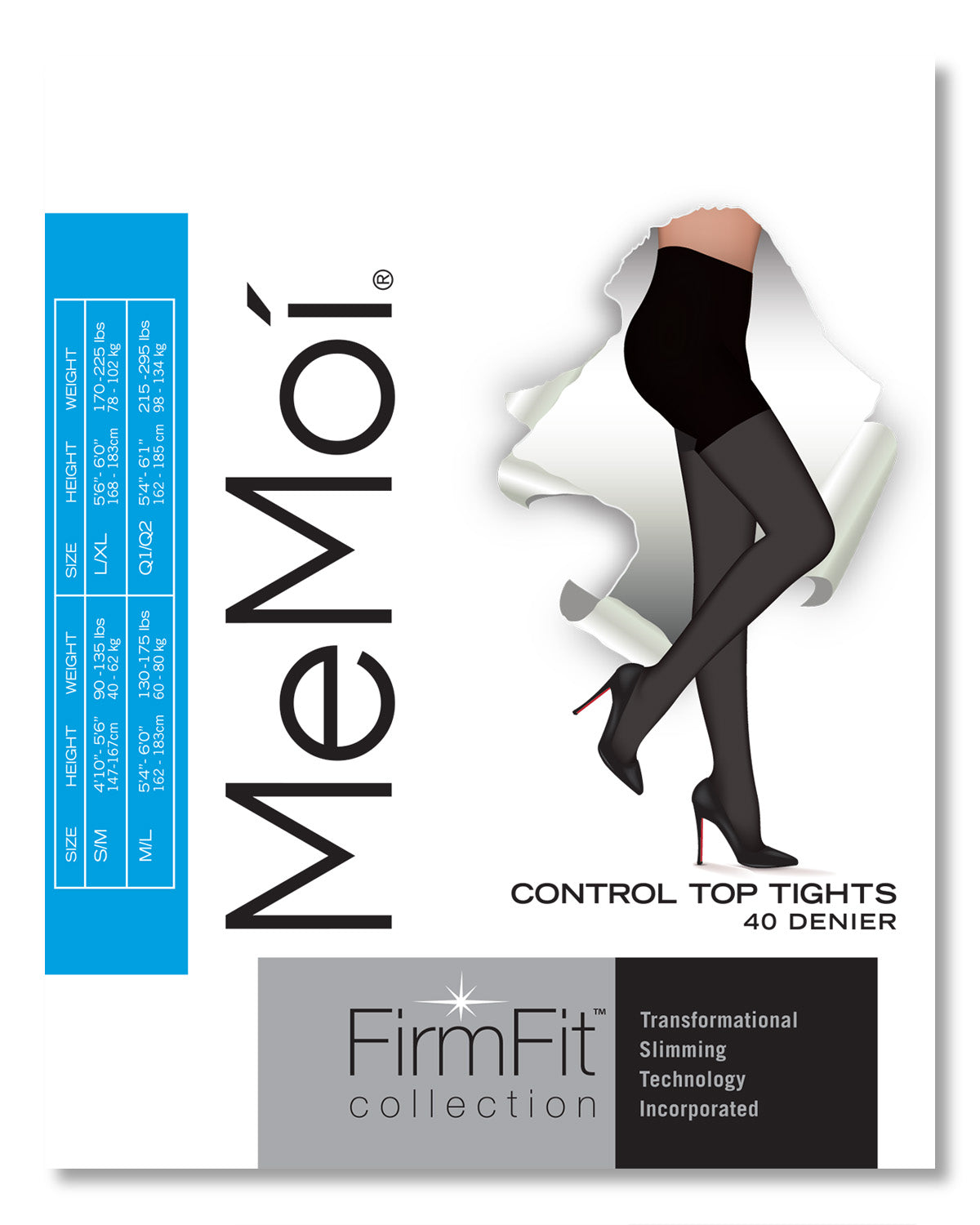 Women's MeMoi MO-840 FirmFit Control Top Tights (Black L/XL) - image 4 of 5