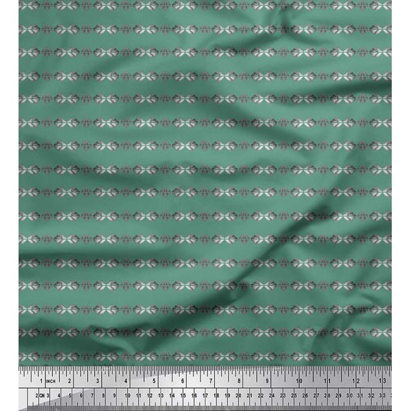 Soimoi Green Silk Fabric Triangle Art Geometric Print Sewing Fabric Yard 42 Inch Wide