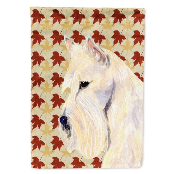 Scottish Terrier Wheaten Fall Leaves Portrait Flag Canvas House Size