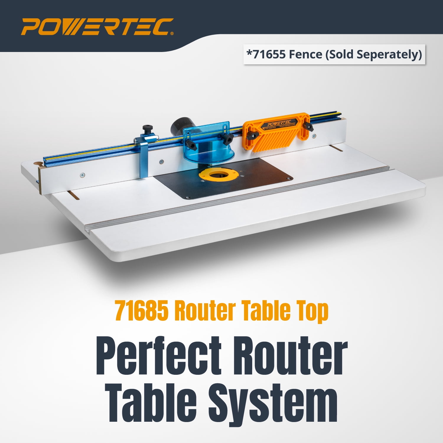 POWERTEC 24" x 32" Benchtop Router Table with Insert Plate – Laminated MDF Surface, Reducer Rings, Leveling Hardware & Starting Pin; Compatible with Bosch, DeWalt, Makita & More (71685)