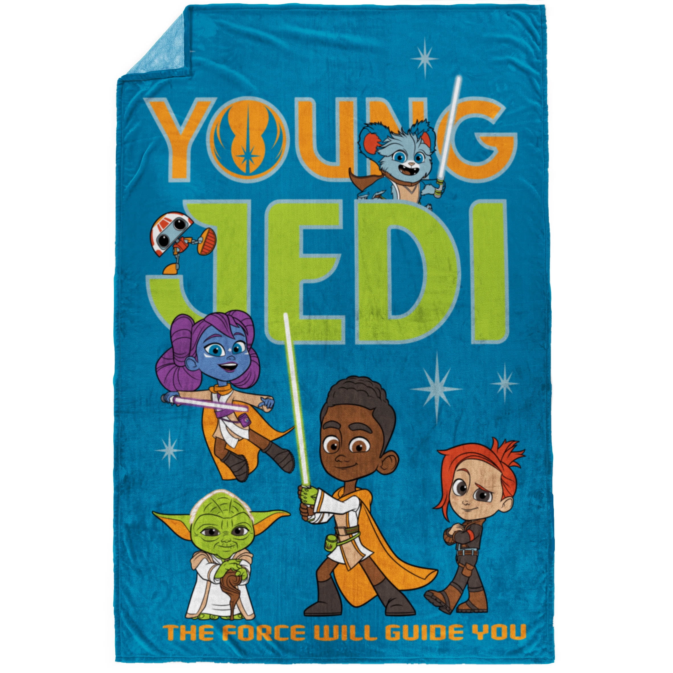 Young Jedi Kids Twin Blanket, 62 x 90, Microfiber, Blue, Star Wars