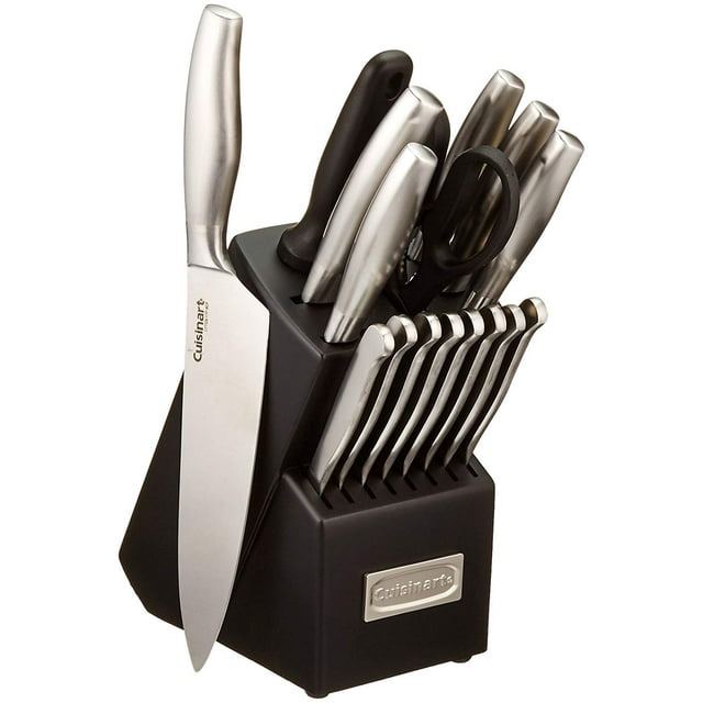 CUISINART Juego de cuchillos en bloque, juego de cuchillos para cubiertos de 17 piezas con cuchillas de acero para un corte preciso, ligero, acero inoxidable, duradero y apto para lavavajillas, C77SS-