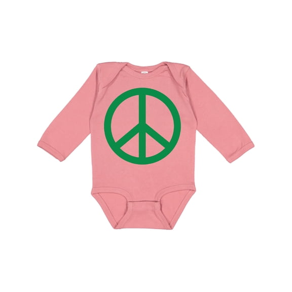 Inktastic Green Symbol Peace Sign Boys or Girls Long Sleeve Baby Bodysuit