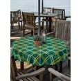 thumbnail image 2 of Outdoor Tablecloth with Umbrella Hole for Patio/Picnic/Party/Camping, Vintage Green Check Waterproof Table Cloth Round Cover Washable, Geometric Tartan Plaid Ethnic (Dia 54"), 2 of 8