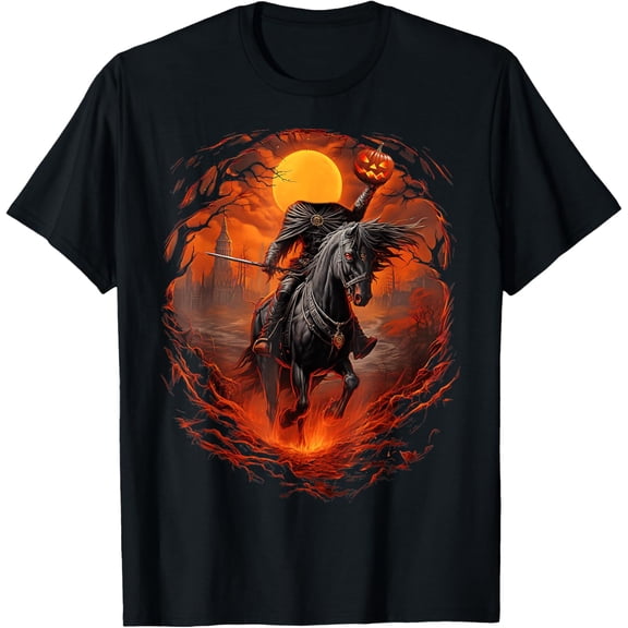 Velto Scary Pumpkin Headless Horseman T-Shirt All Size S-5XL
