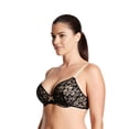 thumbnail image 3 of Curve Muse Women's Plus Size Perfect Shape Add 1 Cup Push Up Underwire Lace Bras-2Pk-Dk Pink,Black-48B, 3 of 6