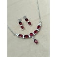thumbnail image 3 of Valentine's Day Gift For Wife Mix Jewelry Set 14K White Gold Plated Lab Created Red Garnet 3Ct Oval Cut, 3 of 5