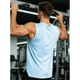 thumbnail image 4 of Men's Tank Tops Quick Dry Workout Swim Beach Shirts Athletic Sleeveless Shirts Stripe Light Blue M12 M, 4 of 8