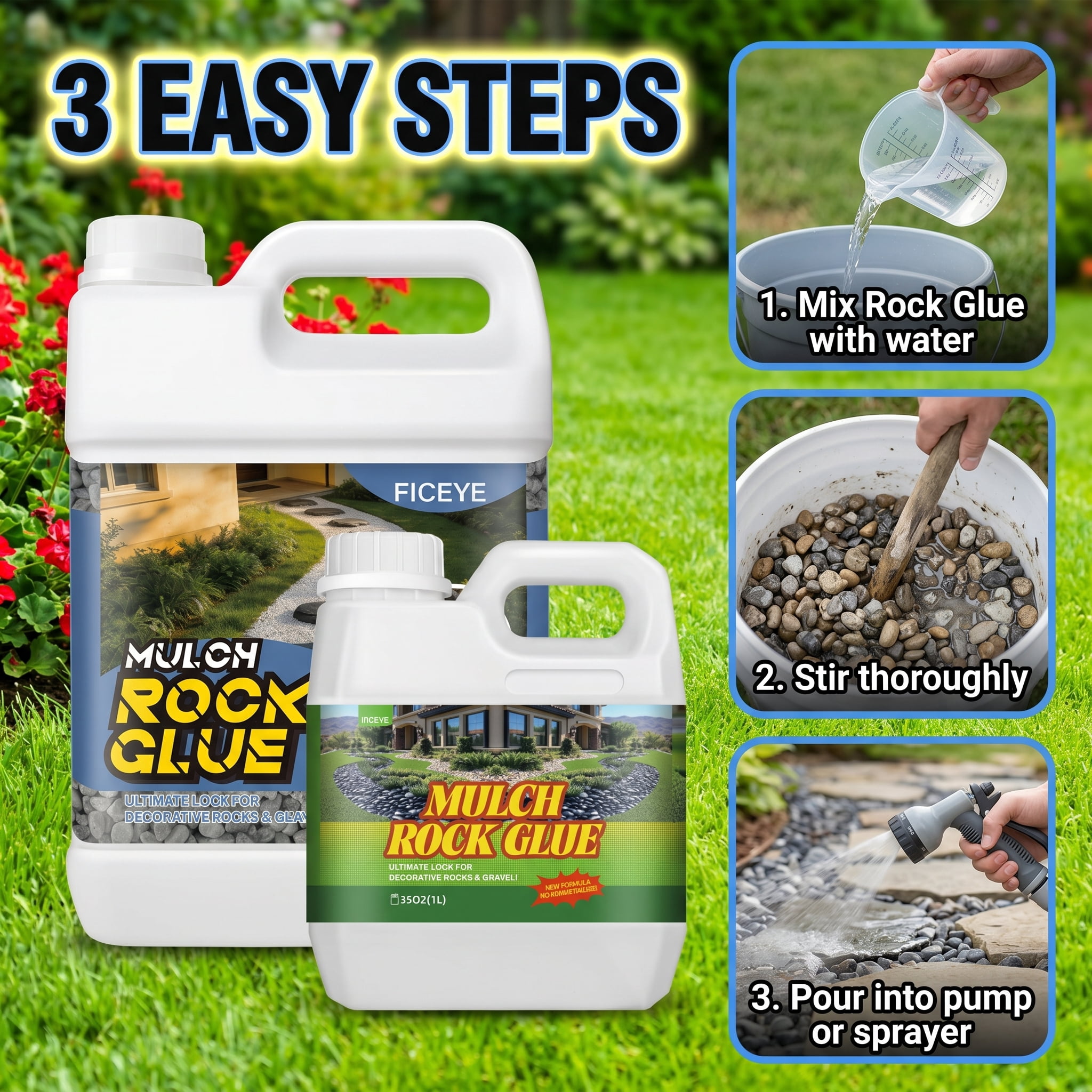 103oz Heavy-Duty Non-Toxic Landscape Glue Suitable For Landscaping - Professional Grade Binder For Pea Gravel, Wood Chips, Stones & Bark | Suitable For Garden Paths, Patios, Borders, Driveways | Stab