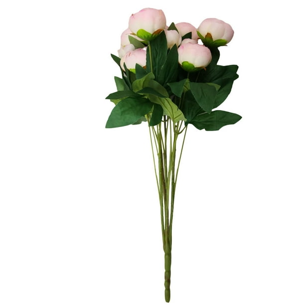 Ramo de flores artificiales de 15 cabezas, simulación de flores, decoración floral, oficina en casa, adorno de flores falsas, rosa claro Scienceny HA8258-01B