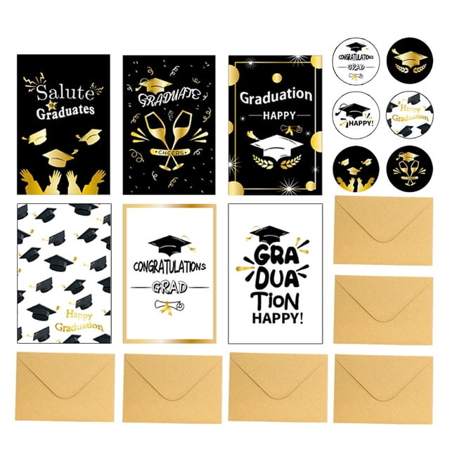 OULII Graduate Greeting Card Graduation Celebration Cards 1Set Delicate Design For Friends Colleagues