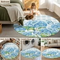thumbnail image 5 of Round Rugs 4 Ft, Blue Floral Non Slip Area Rugs for Kitchen Bedroom Entryway, Summer Botanical Flowers Plaid Hydrangeas Washable Carpet Runner Rug Floor Mats for Bedroom Home Decor, 5 of 9