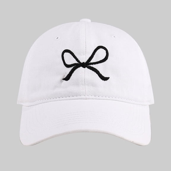 Womens Cute Bow Baseball Cap Preppy Sun Cap Hiking Travel Trucker Hat Accessories Cozy White - One Size