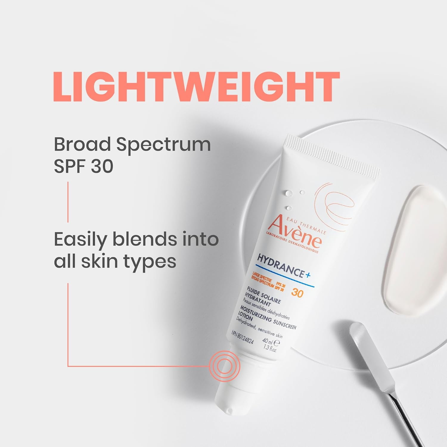 Avene Hydrance+ Moisturizing Sunscreen Lotion - Lightweight Daily Facial Moisturizer with Sunscreen SPF 30, 1.3 fl oz