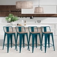 thumbnail image 5 of Andeworld Bar Stools Set of 4 Counter Height Stools Industrial Metal Barstools with Wooden Seats( 30 Inch, Distressed Teal), 5 of 10