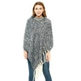 thumbnail image 5 of StylesILove Autumn Winter Women Solid Knitted V-Neck Pullover Fringe Poncho Sweater Lightweight Cape Cozy Wrap Tassel Shawl (Black), 5 of 5
