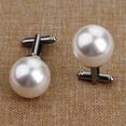 thumbnail image 3 of xeoereki 2Pcs Fashion Unisex Pearl Cufflinks Shirt Sleeve Buttons Clothes Accessory Gift Golden, 3 of 7