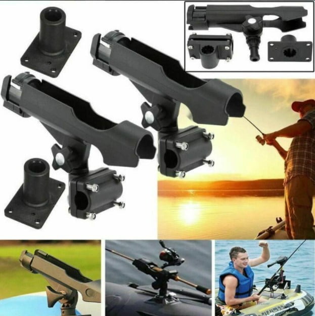 4 x For Kayak Boat Fishing Pole Rod Holder Tackle Kit Adjustable Side Rail Mount 
