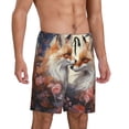 thumbnail image 2 of Balery Romantic Flower Fox Pantalones cortos de pijama de punto de algodón para hombre con cinturilla y bolsillos-4X-Large, 2 of 6