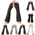 thumbnail image 2 of Winter Arm Sleeves Unisex Elastic Cable Knit Thumb Hole Arm Warmers Arm Covers, 2 of 10
