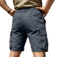 thumbnail image 5 of Besolor Men's Cargo Shorts Wide Leg Elastic Waisted Drawstring Casual Hiking Running Outdoor Workwear Shorts with Pockets(Large,Gray), 5 of 6