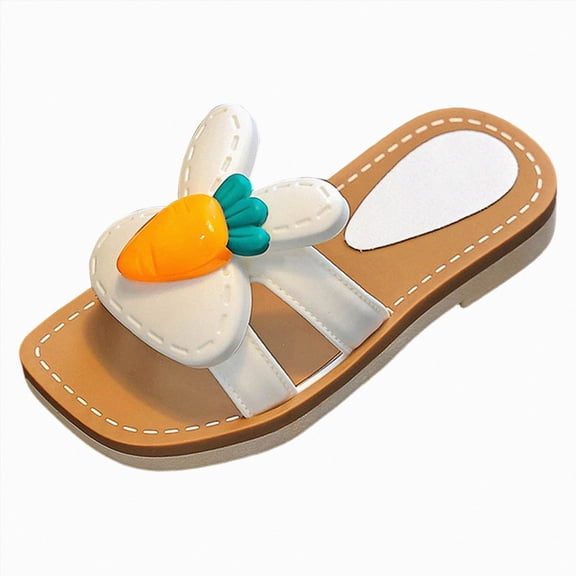 JUMEYU Beach Slides for Kids Toddler Little Girls Slide Sandals Open Toe Summer Slip-On Shoes Stylish Non-Slip Flat Sandals for Beach Party Size 11(Orange,11 Toddler)