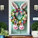 thumbnail image 4 of Cubierta de puerta de bienvenida de conejo, decoración de fondo de puerta de Feliz Pascua rosa, letrero de bienvenida para puerta de entrada de Pascua para recuerdos de fiesta de Feliz Pascua, 4 of 7