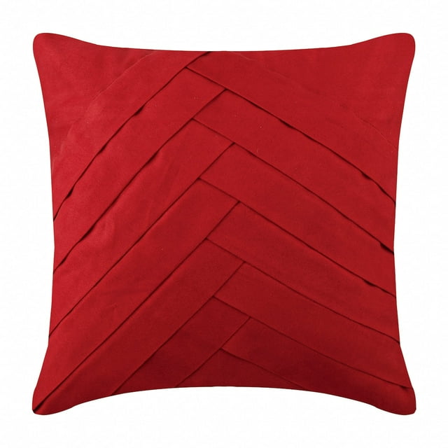 Housses de Coussin, Housse de Coussins 22x22 Pouces (55x55 cm), Housses de Coussin Rouges, Housse de Coussin Unie Texturée à Plis Pincés, Housses de Coussin Carrées en Faux Suède, Uni - Rouge Sans Limites Sans Lignes