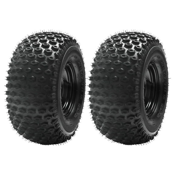2 Pack 18x9.50-8 18x9.5-8 Tubeless Off-Road Tire with Iron Rim, Fits 240/50-8, 4PR ATV Go Kart Tire Wheel with 4 Lug, 110mm Bolt Pattern for UTV Quad Bike Lawn Mower Buggy Golf Cart