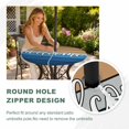 thumbnail image 4 of Round Outdoor Tablecloth with Umbrella Hole and Zipper, Blue Brown Wooden Grain Tablecloth with Elastic Waterproof, Farmhouse Gradient Wood Stripes Patio Table Covers for 45" - 54" Pool Tables, 4 of 9
