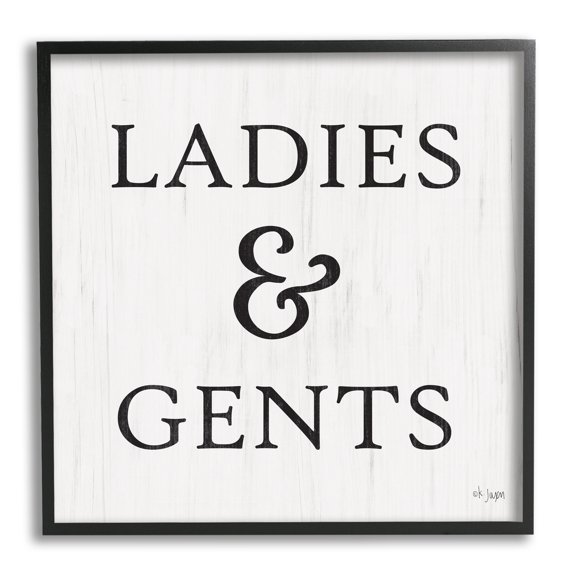 Stupell Industries Ladies & Gents Bathroom Sign Country Grain Pattern, 17 x 30, Design by Jaxn Blvd.
