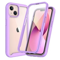 iPhone 13 mini Case with Built in Screen Protector,Dteck Full-Body Shockproof Rubber Hybrid Protection Crystal Clear PC Back Protective Phone Case Cover for Apple iPhone 13 mini,Purple