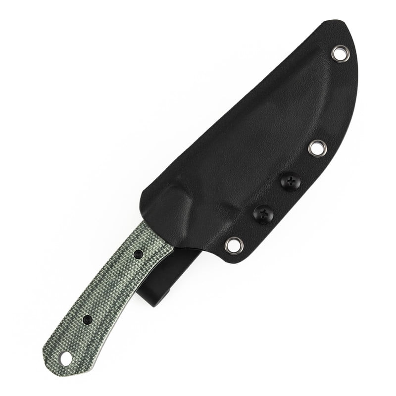 Kansept Flank Fixed Blade Knife,3.69'' Black Stonewashed D2 Blade,Green Micarta Handle Pocket Tactical Knives,G006A4,with sheaths