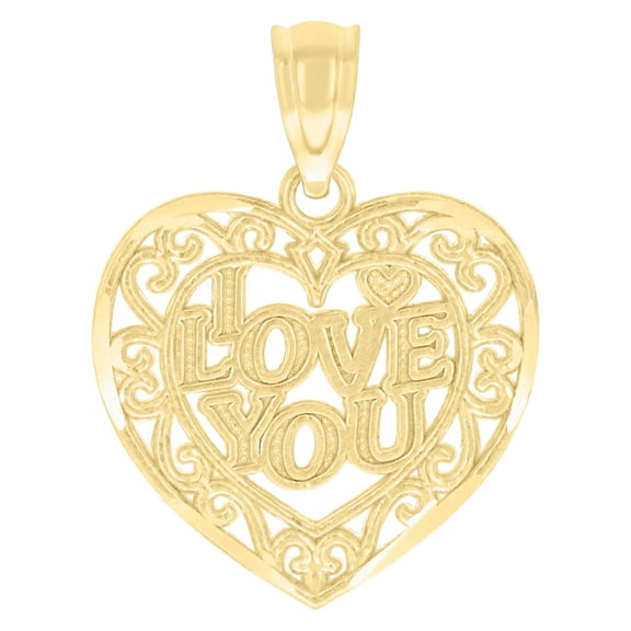 10kt Yellow Gold Womens I Love You Heart Charm Pendant