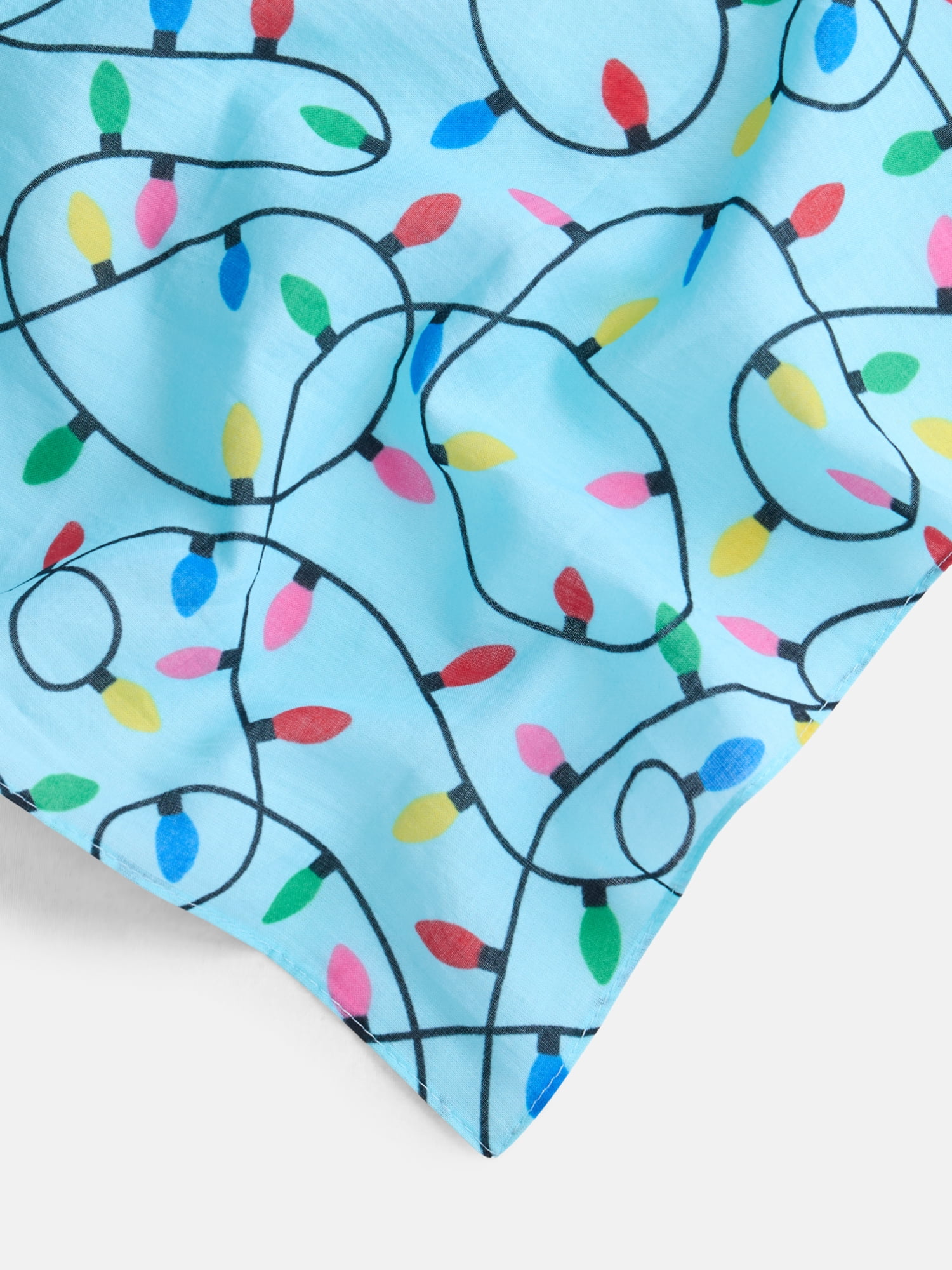 Holiday Time Woven Festive Lights Bandana, One Size, Blue/Multi, Cotton