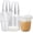 12oz, variant on 50 Pack 14 oz Clear Plastic Cups with and Straws, Includes Paper Lid Liners, Disposable Iced Coffee Cups with for Coffee Smoothie, Milkshake, Cold Drinks (black)