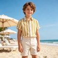 thumbnail image 2 of LIIPEE Fashion Stripes Graphic Button Up Shirts For Boys Short Sleeve Turn Down Collar Beach Shirt Kids Casual Cute Summer Tops,7-8 Years, 2 of 5