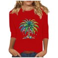 thumbnail image 2 of Wancir Womens Fall Tops,Women's Casual 3/4 Length Sleeve Tops Round Neck Shirt Basic Ladies Clothing, 2 of 4